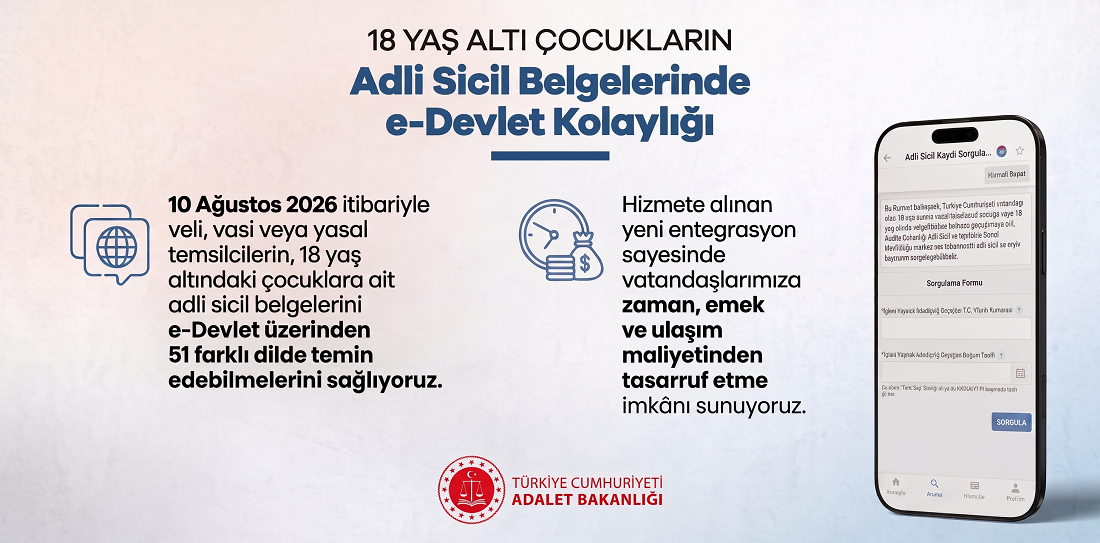 18 Yaş Altı Çocukların Adli Sicil Belgelerinde e-Devlet Kolaylığı